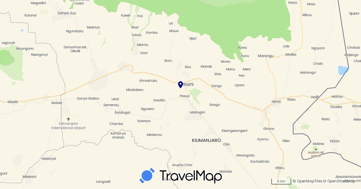 TravelMap itinerary: driving in Tanzania (Africa)